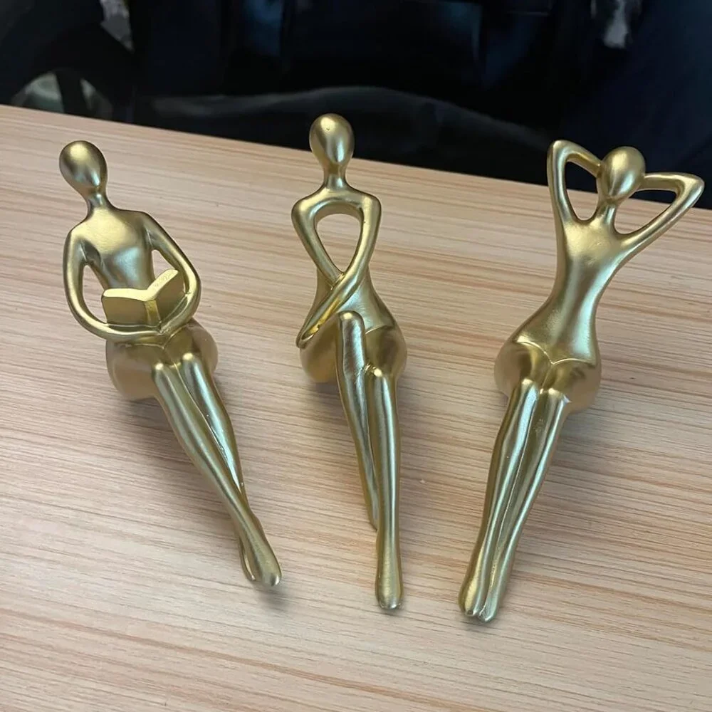 Gold Thinker Statue Décor Book Shelf Abstract Statue Ornament Office Décor